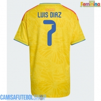 Camisa de time de futebol Colômbia Luis Diaz #7 Replicas 1º Equipamento Feminina Mundo 2026 Manga Curta